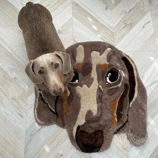 Iconic Custom Cartoonised Pet Portrait Carpet – Imitation Cashmere Carpet with Anti-Slip Backing image 0