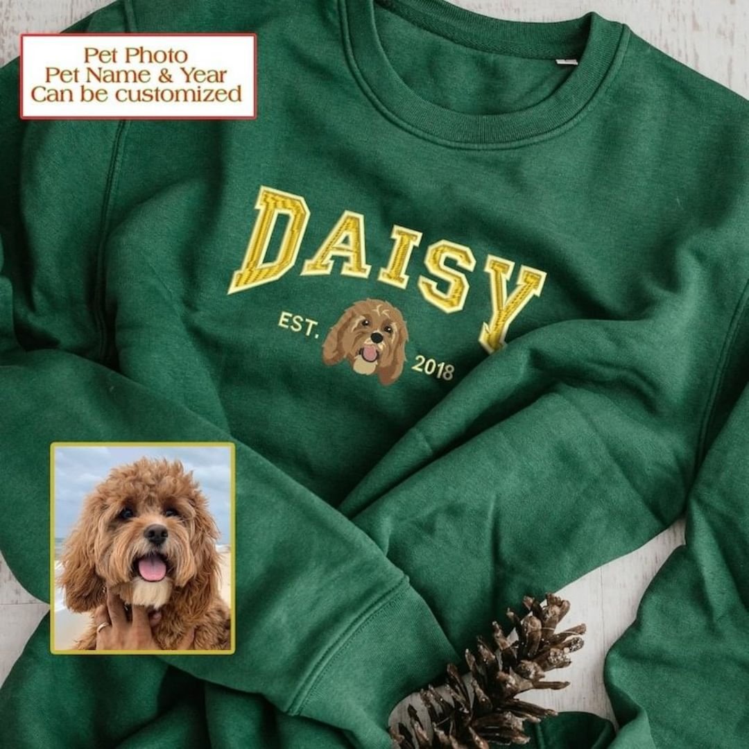 Iconic Custom Cartoon Style Embroidered Pet Sweatshirt & Hoodie with Pet Name and Age image 4