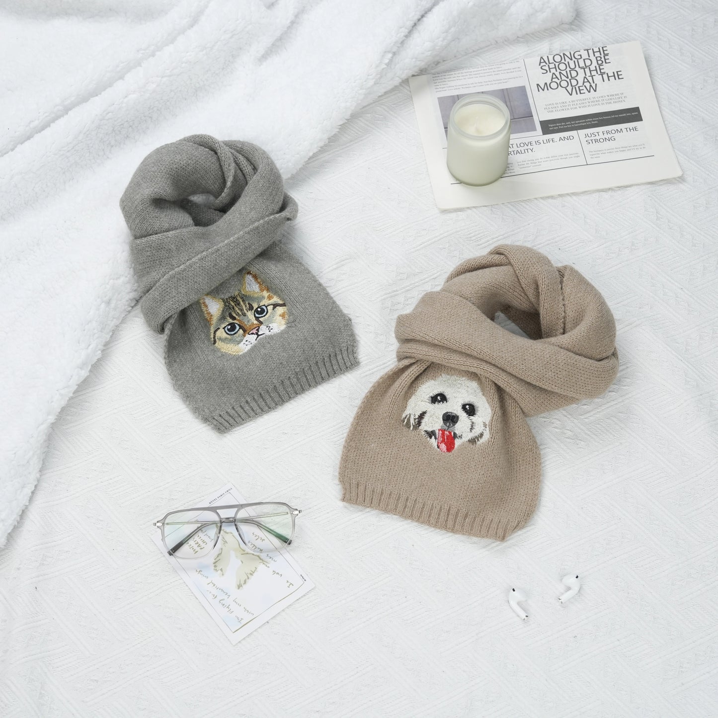 Iconic Custom Embroidered Pet Portrait Scarf image 1