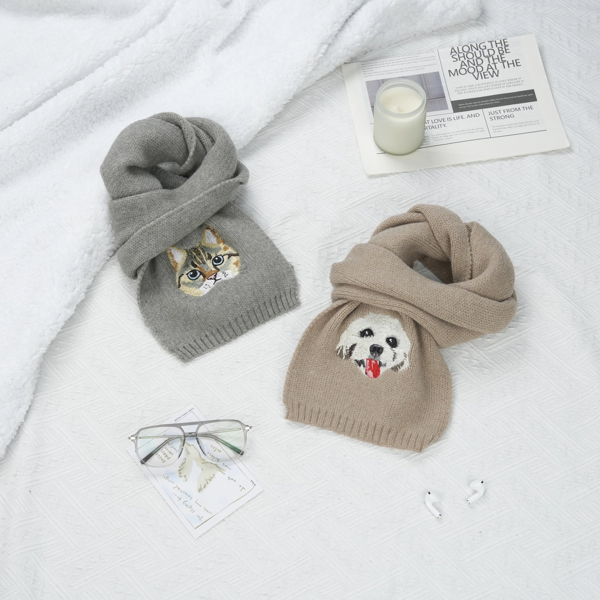 Iconic Custom Embroidered Pet Portrait Scarf image 1
