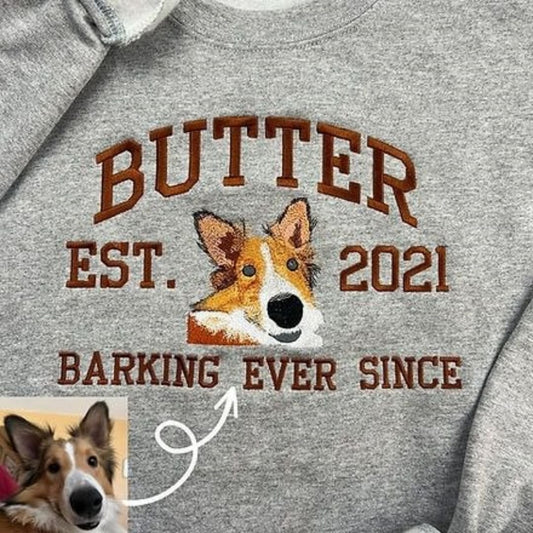 Iconic Custom Cartoon Style Embroidered Pet Sweatshirt & Hoodie with Pet Name and Age image 0